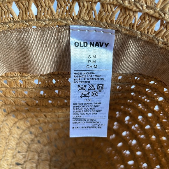 Old Navy Packable Crushable Straw Bucket Hat S-M S/M Small Medium Vacation Sun - Picture 4 of 4